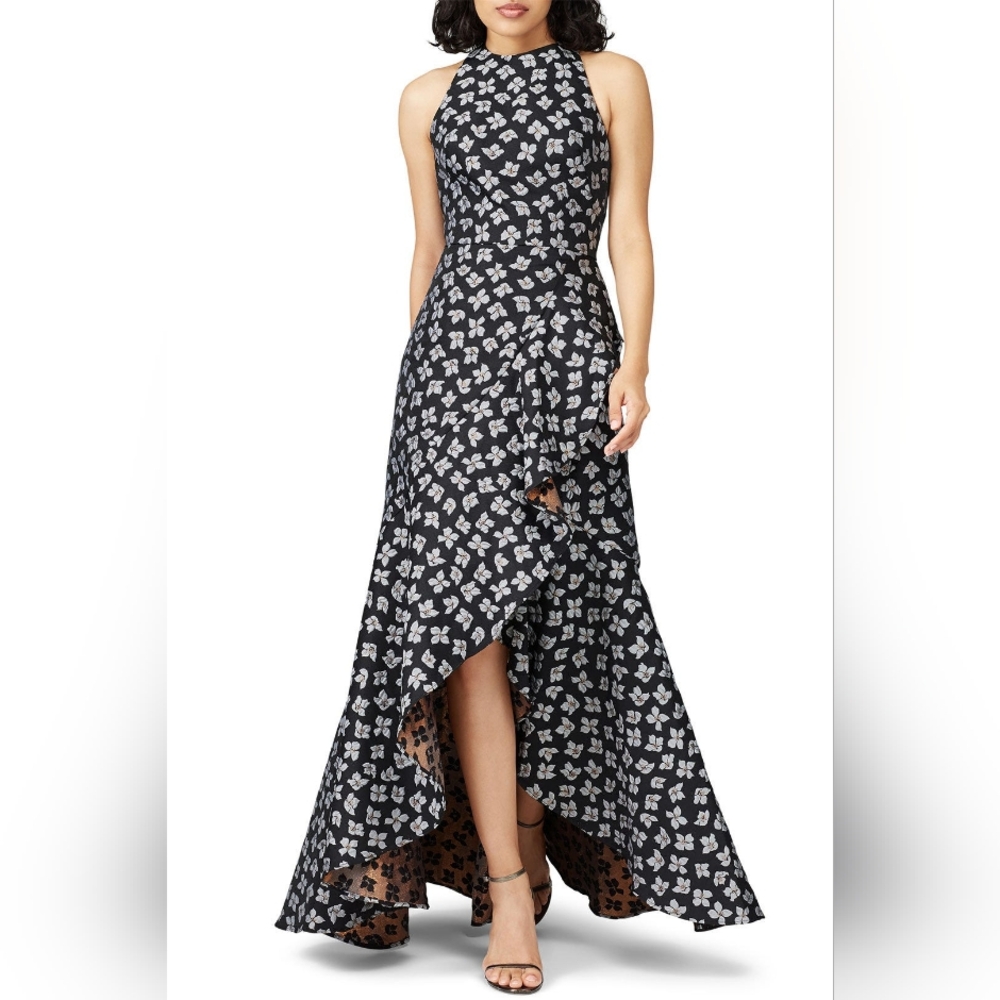 Monique Lhuillier Black and White High Low Dress